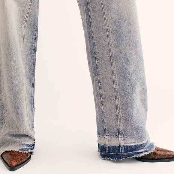 Free People relaxed straight slouch jean acid wash - Picture 5 of 10